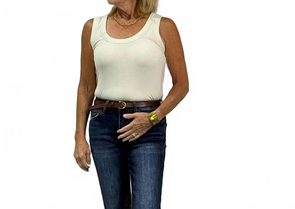 NEW 42POPS high-neck ribbed tank in sand beige